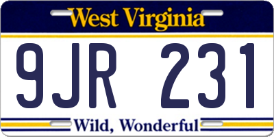 WV license plate 9JR231
