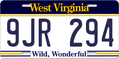 WV license plate 9JR294