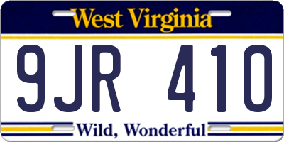 WV license plate 9JR410