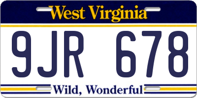 WV license plate 9JR678