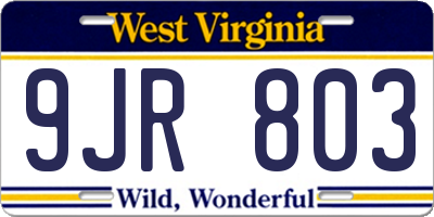WV license plate 9JR803
