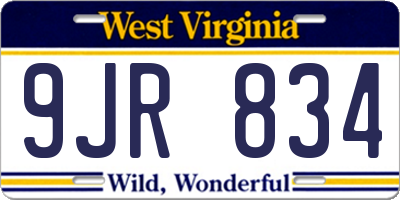WV license plate 9JR834