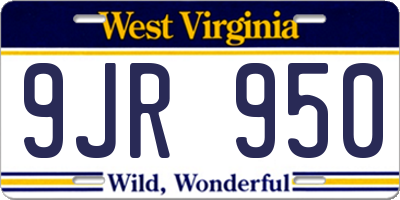 WV license plate 9JR950