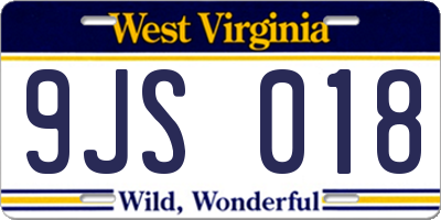 WV license plate 9JS018