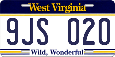WV license plate 9JS020