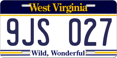 WV license plate 9JS027
