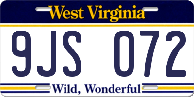 WV license plate 9JS072