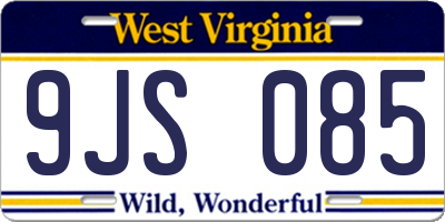 WV license plate 9JS085