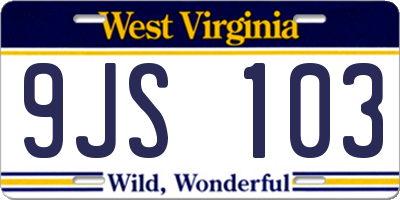 WV license plate 9JS103