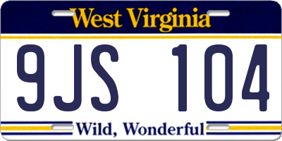 WV license plate 9JS104