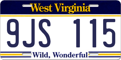 WV license plate 9JS115
