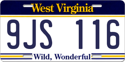 WV license plate 9JS116