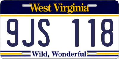 WV license plate 9JS118