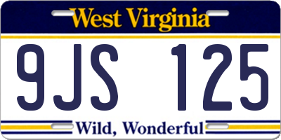 WV license plate 9JS125