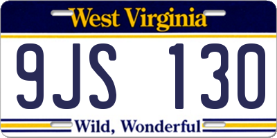 WV license plate 9JS130