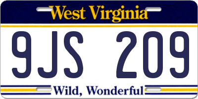 WV license plate 9JS209
