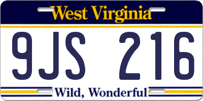 WV license plate 9JS216