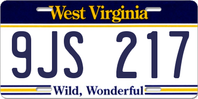 WV license plate 9JS217