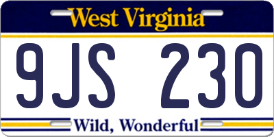 WV license plate 9JS230