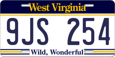 WV license plate 9JS254