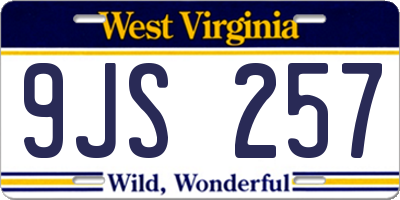 WV license plate 9JS257