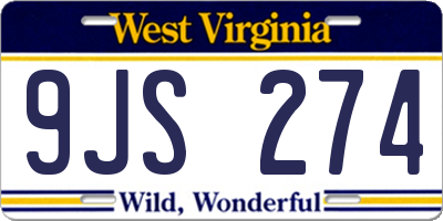WV license plate 9JS274