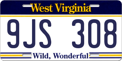 WV license plate 9JS308