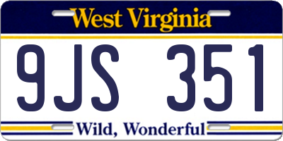 WV license plate 9JS351