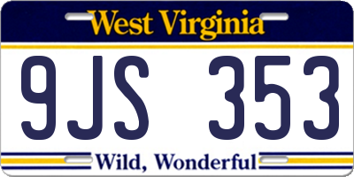 WV license plate 9JS353