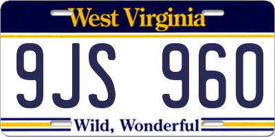 WV license plate 9JS960