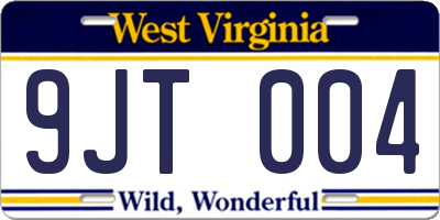 WV license plate 9JT004