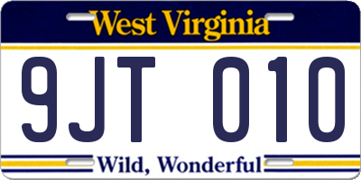 WV license plate 9JT010