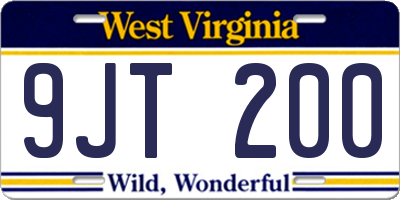 WV license plate 9JT200