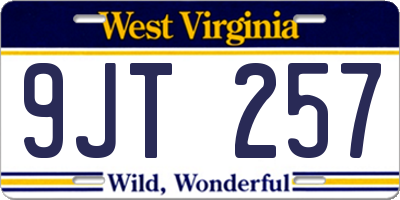 WV license plate 9JT257