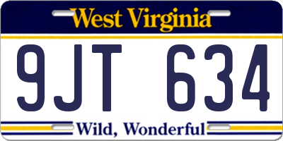 WV license plate 9JT634