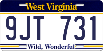 WV license plate 9JT731