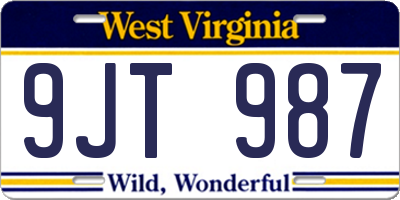 WV license plate 9JT987