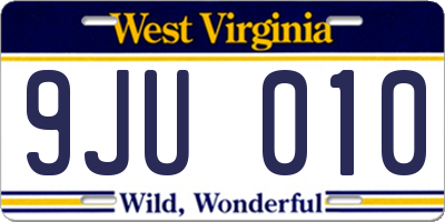 WV license plate 9JU010