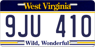 WV license plate 9JU410