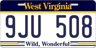 WV license plate 9JU508