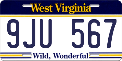 WV license plate 9JU567