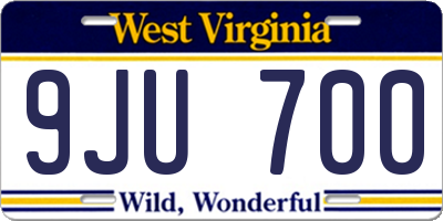 WV license plate 9JU700