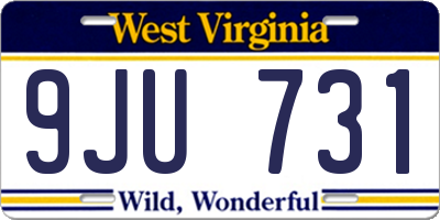 WV license plate 9JU731