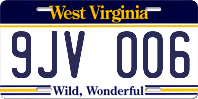 WV license plate 9JV006