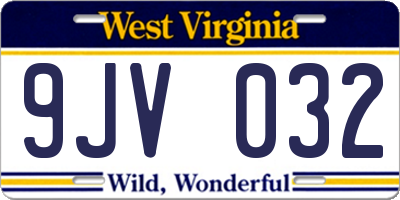 WV license plate 9JV032