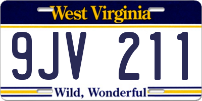 WV license plate 9JV211