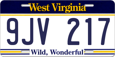 WV license plate 9JV217
