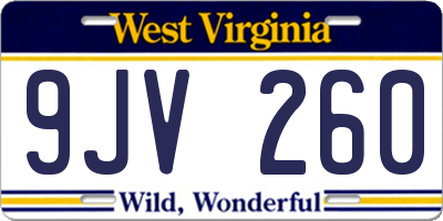 WV license plate 9JV260