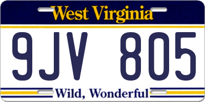 WV license plate 9JV805