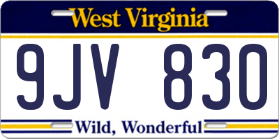 WV license plate 9JV830